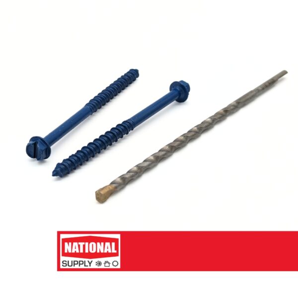 3/16"x1-3/4" Concrete Screws Slot Hex Washer Head Qty 100 W/Drill Bit