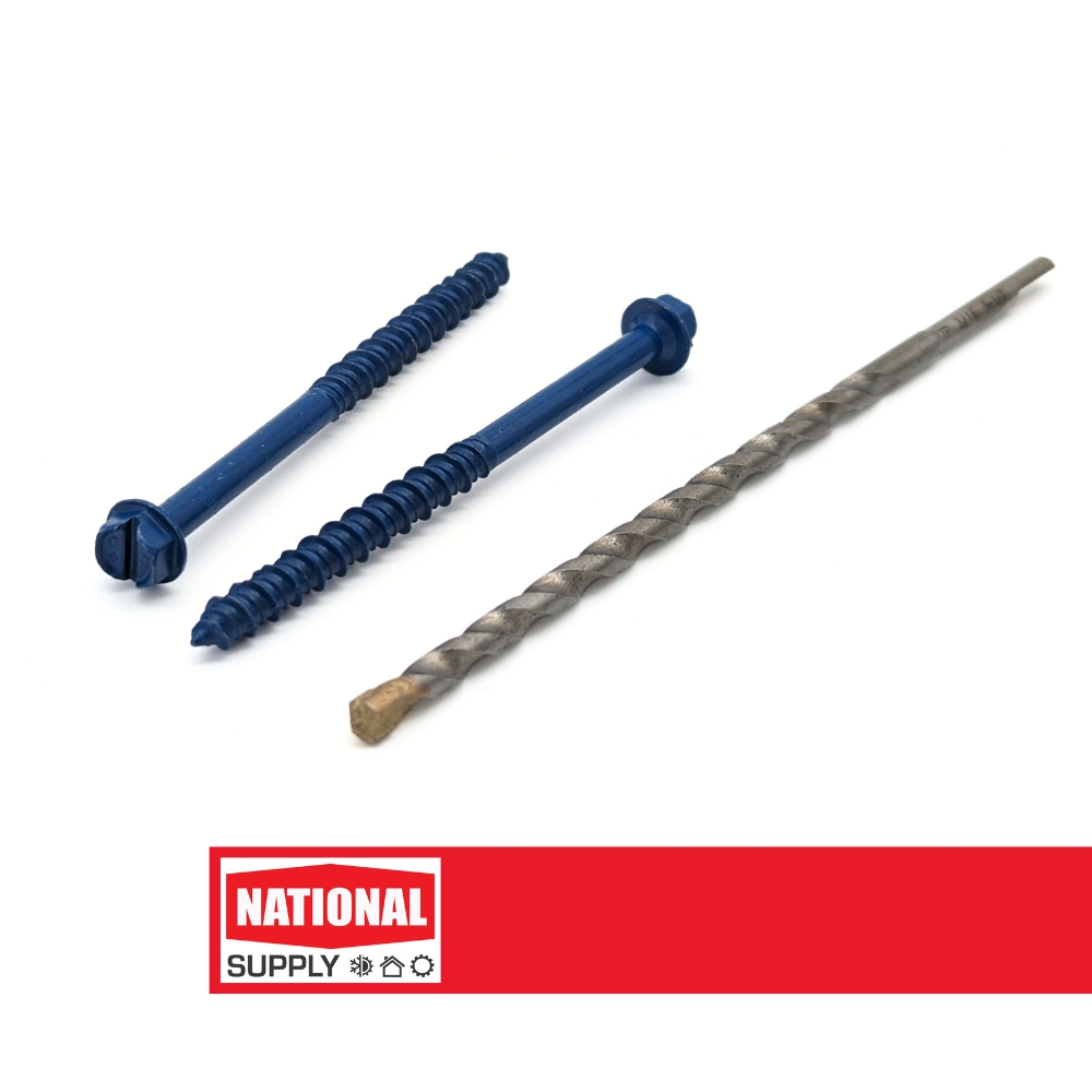 3/16"x2-3/4" Concrete Screws Slot Hex Washer Head Qty 100 W/Drill Bit