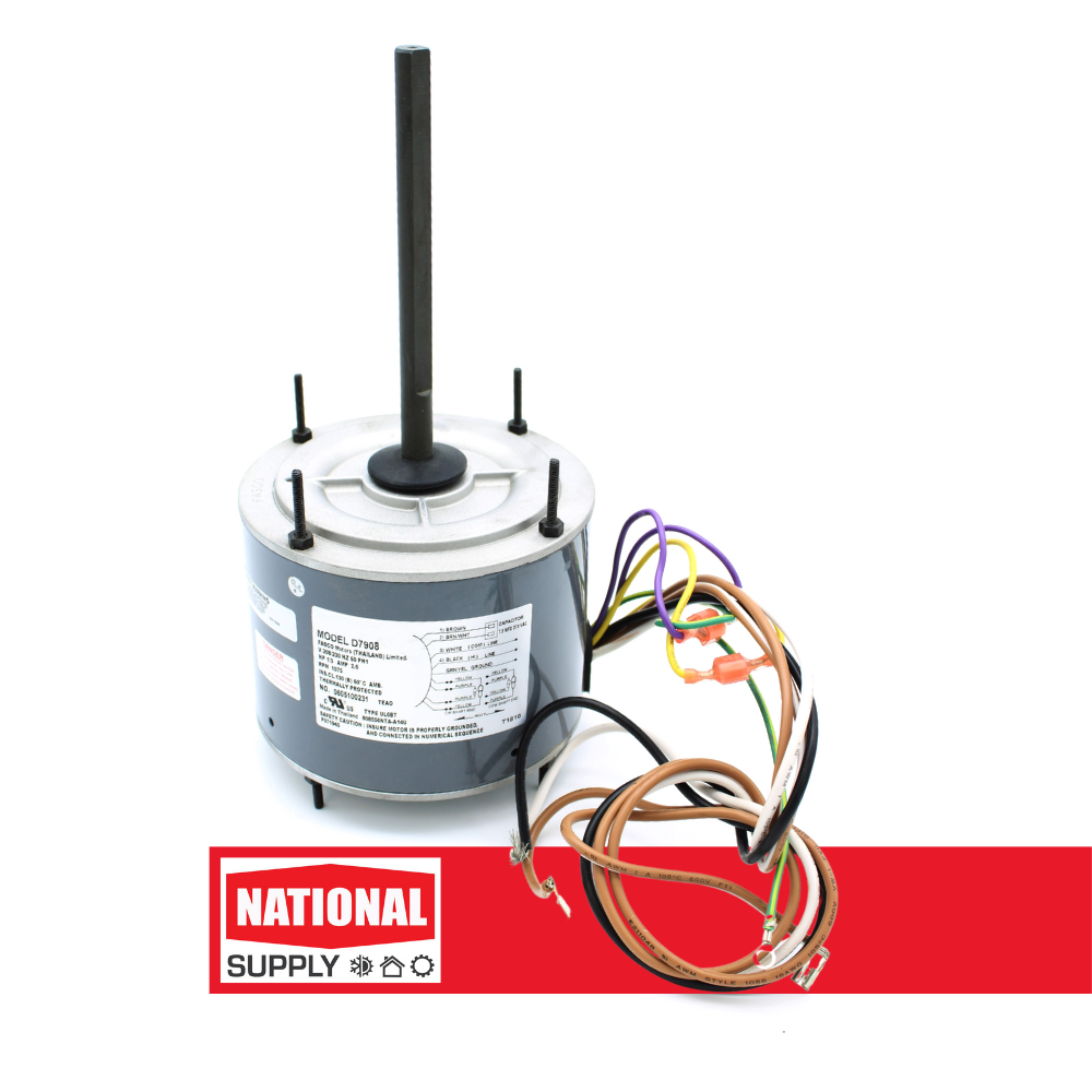 Condenser Fan Motor, PSC, 1/3 HP, 1075 RPM, 208-230 V, 1.5 A